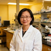 生物技术研究所所长头像，华人女性学者，佩戴眼镜，背景为实验室环境